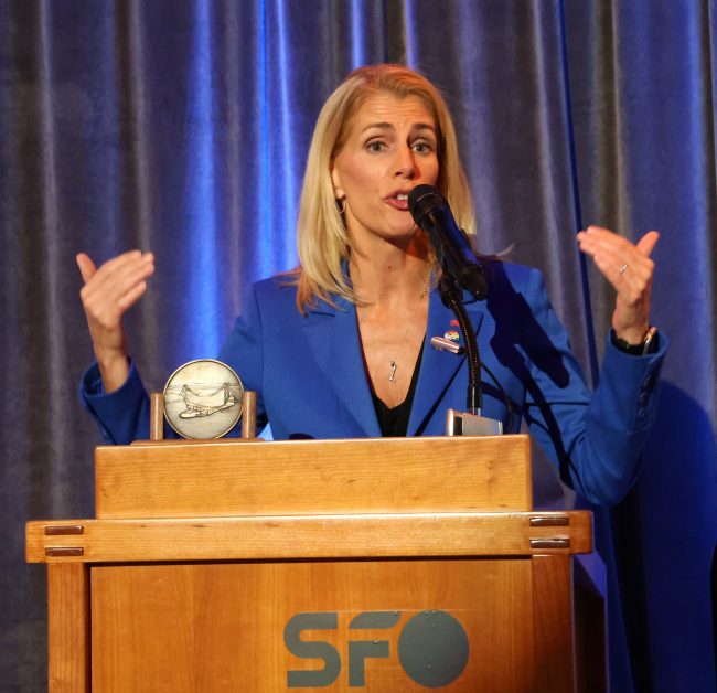 SaraNelson Sara Nelson is seen in this image after she recieved the Achievement in Aviation Award.